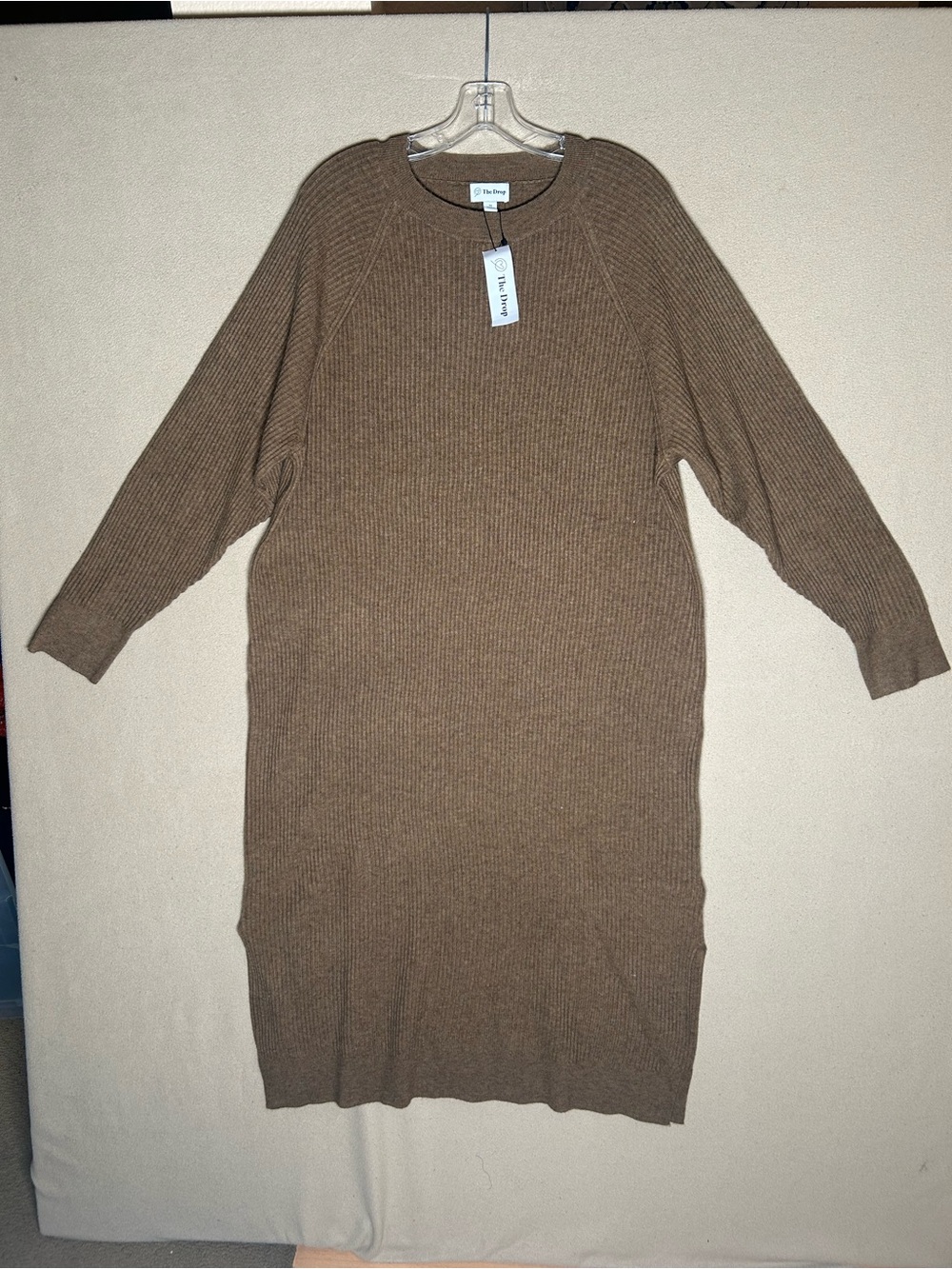 Plus size Brown Ribbed Knit Sweater Dress 2X oversized. Soft and stretchy